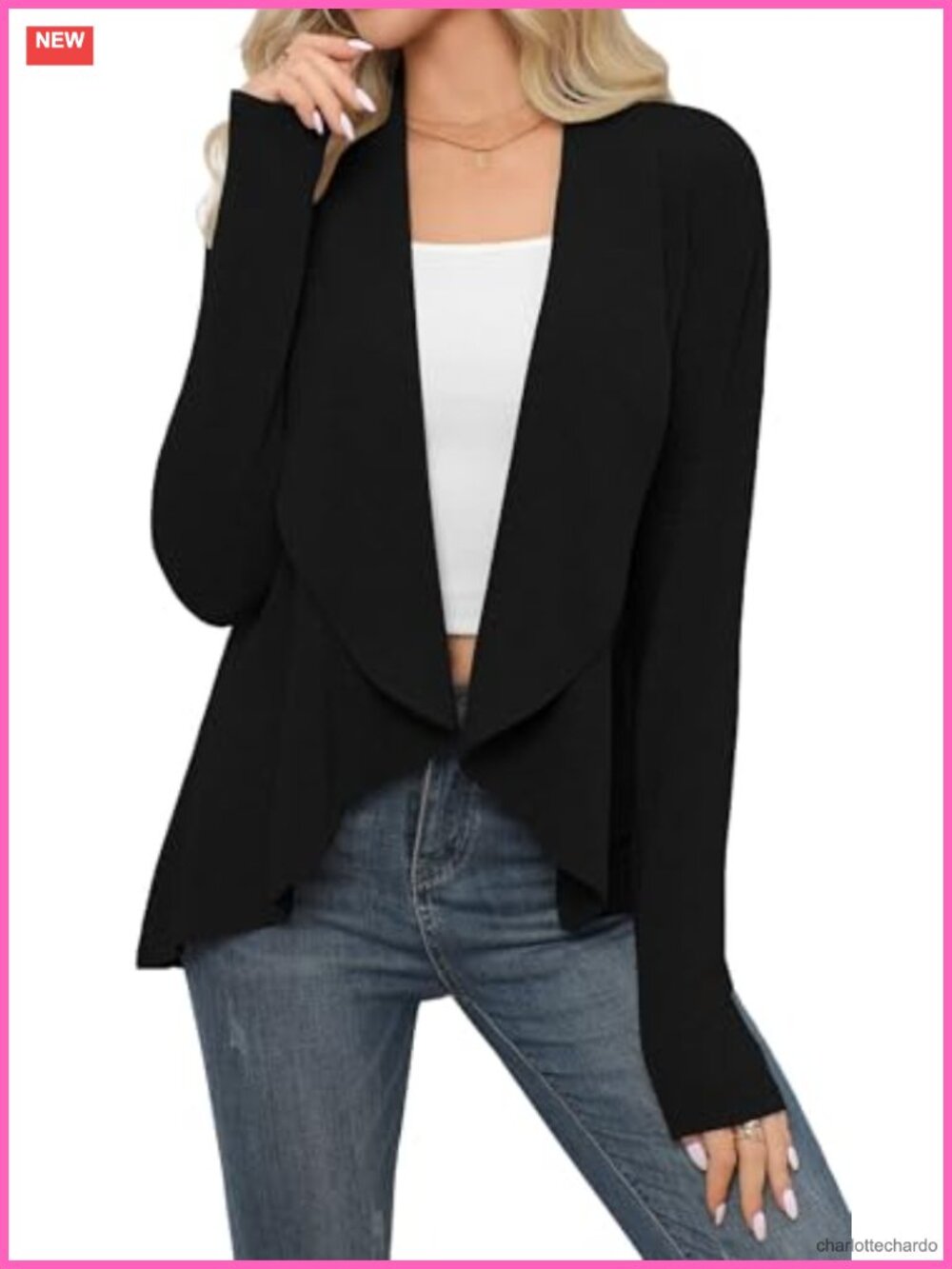 Women's Open Front Cardigan Long Sleeve Knit Draped Lapel Sweater
